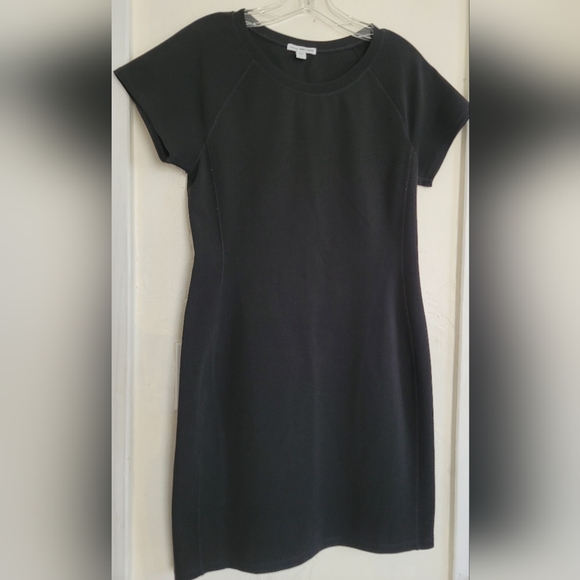 James Perse Standard Black Stretch Cotton Sheath Dress Size Large Short Sleeve - Picture 8 of 16